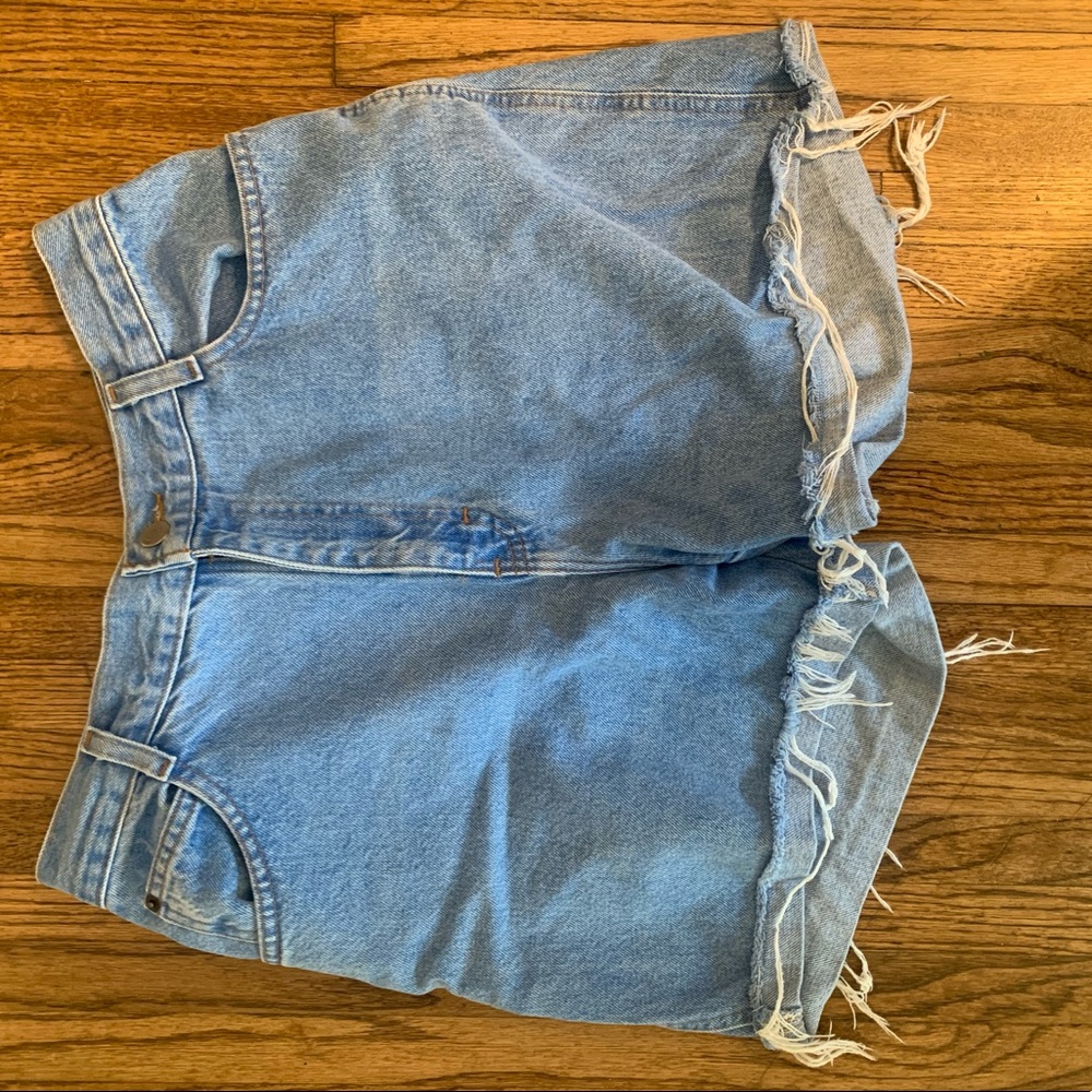 Fringe jean shorts